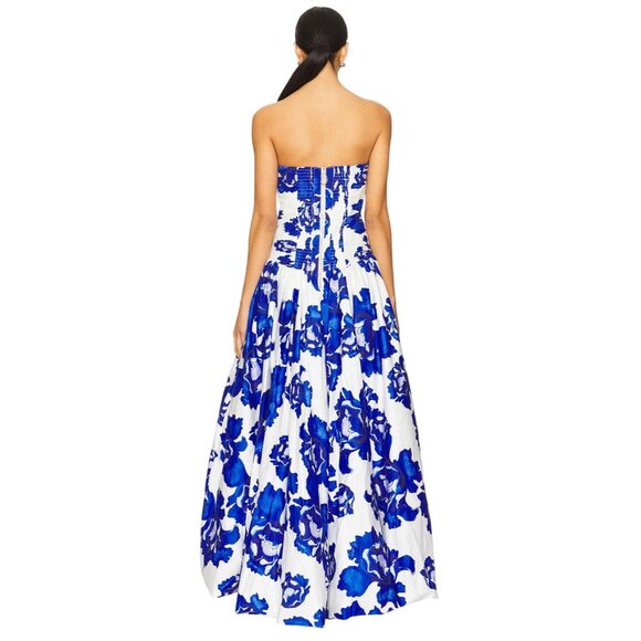 Aje Behold Maxi Dress in Boldly Blooming Cobalt 4 New Womens Maxi Gown - Picture 4 of 17